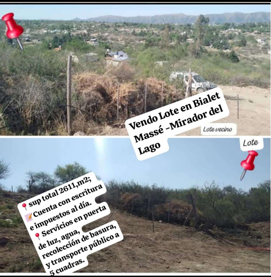 Vendo Gran Lote de 2611,20 m² C/escr. en Mirador del Lago - Bialet Masse